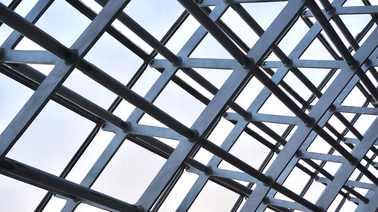 Structural steel frame of a building under construction